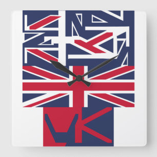 Reloj Cuadrado United Kingdom UK flag BY MASANSER PIXELAT