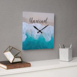 Reloj Cuadrado Unwind Ocean Beach Wall Clock