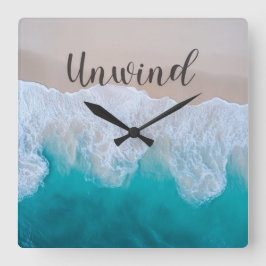 Reloj Cuadrado Unwind Ocean Beach Wall Clock