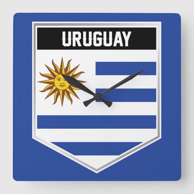 Reloj Cuadrado Uruguay Flag Shield (Anverso)