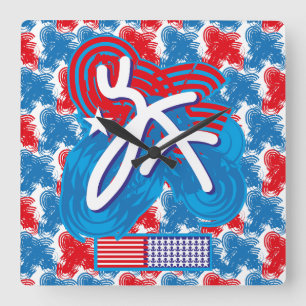 RELOJ CUADRADO USA/EEUU FLAG SIMPLIFIED TEXT BY MASANSER PIXELAT