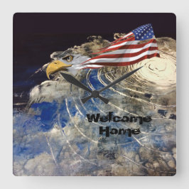 Reloj Cuadrado USA Whirling Earth clock