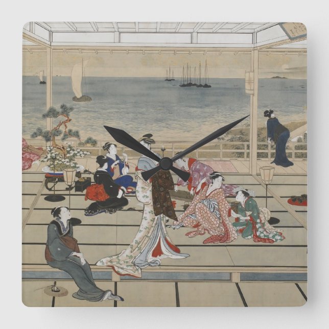 Reloj Cuadrado Utamaro’s Japanese Art wall clock (Anverso)