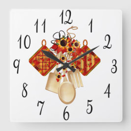 Reloj Cuadrado Utensilios de cocina otoñal