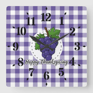 Reloj Cuadrado Uva sobre la pasta violeta - Feliz Día de Acción d