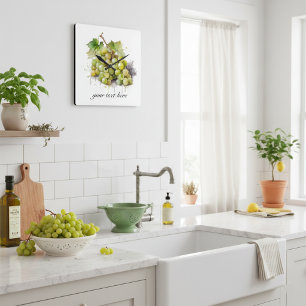 Reloj Cuadrado Uvas acuáticas de viñedo, personalizado