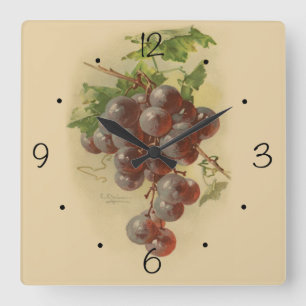 Reloj Cuadrado Uvas del vintage