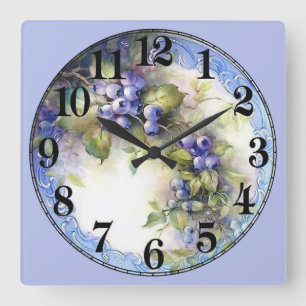 Reloj Cuadrado Uvas en un vino