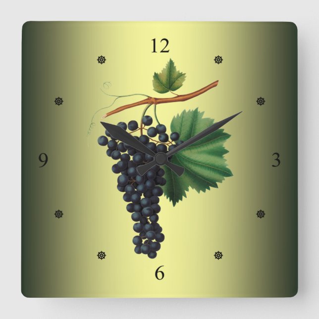 Reloj Cuadrado Uvas venecianas~Giorgio Gallesio~Fruta botánica~ (Anverso)