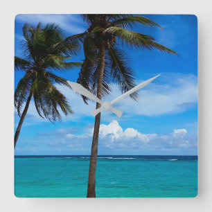 Reloj Cuadrado Vacaciones familiares en la playa Guadeloupe Carib