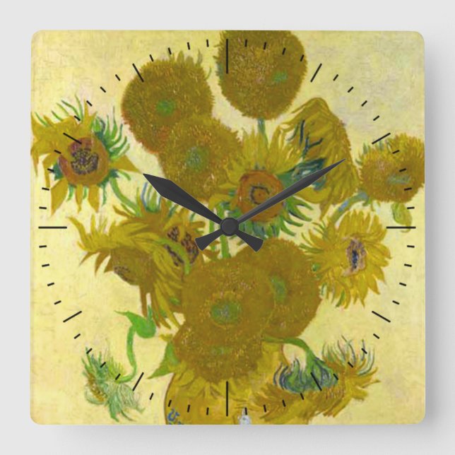 Reloj Cuadrado Van Gogh Sunflowers Time (Anverso)