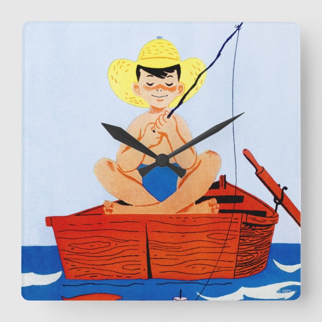 Reloj Cuadrado Van los pescados (Anverso)