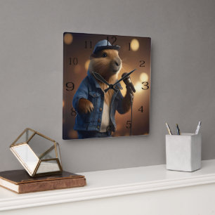 Reloj Cuadrado "Vaquero de Capybara: Serenading the Wild West"