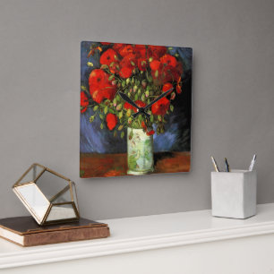 Reloj Cuadrado Vase con los rojos de Vincent Van Gogh