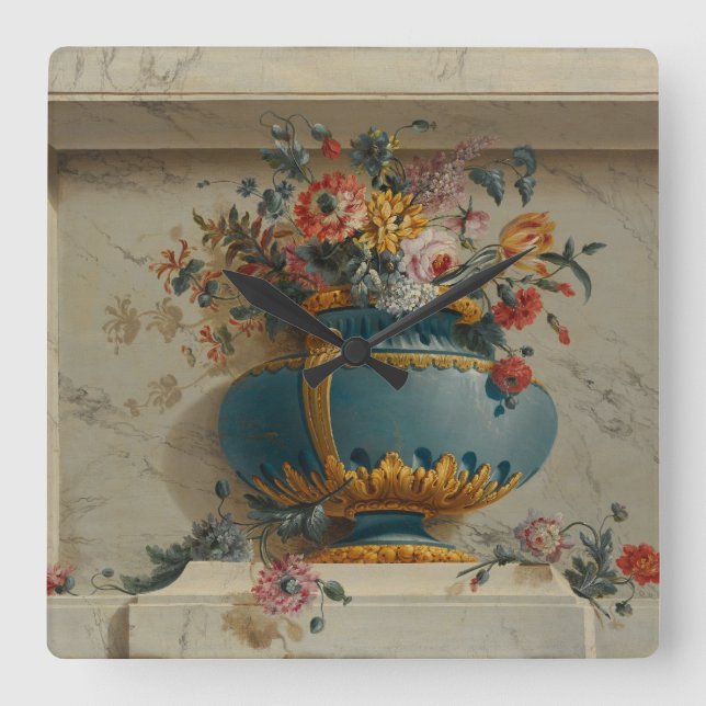 Reloj Cuadrado Vase of Flowers in a Niche (Anverso)