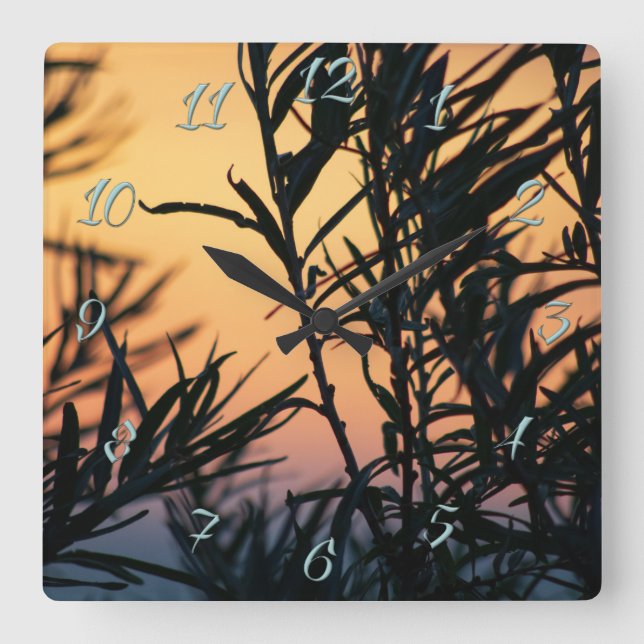 Reloj Cuadrado Vegetación al atardecer (Anverso)