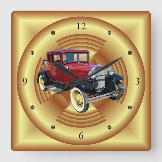 Reloj Cuadrado Vehículo de época ~ Modelo A 1928 - 29 Coupe ~ (Anverso)