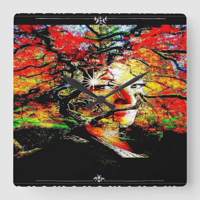 Reloj Cuadrado Vela de otoño (Anverso)