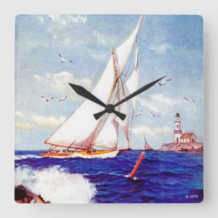 Reloj Cuadrado Vela por el faro de Albert B. Marks