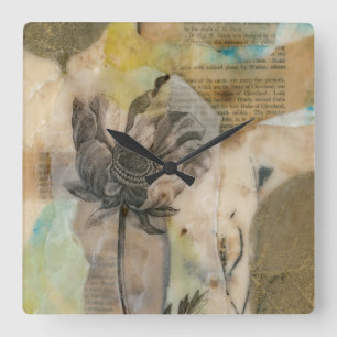 Reloj Cuadrado Vellum Floral II