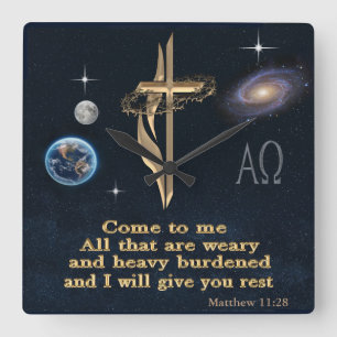 Reloj Cuadrado Ven a mí a todos los que estáis cansados