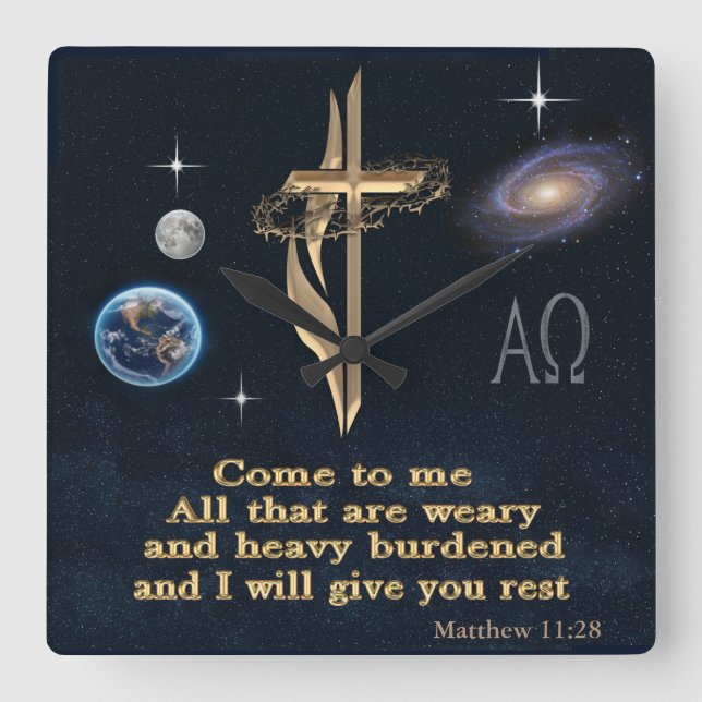 Reloj Cuadrado Ven a mí a todos los que estáis cansados (Anverso)