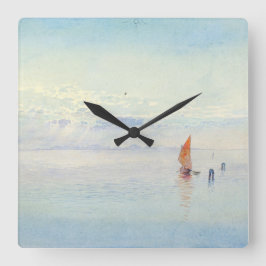 Reloj Cuadrado Venecia Burr Bella Artes acuarela cielo azul