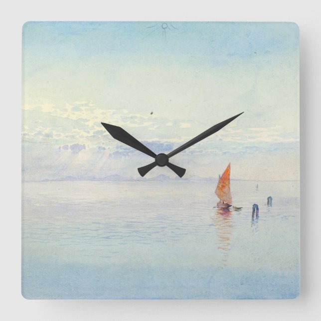 Reloj Cuadrado Venecia Burr Bella Artes acuarela cielo azul (Anverso)