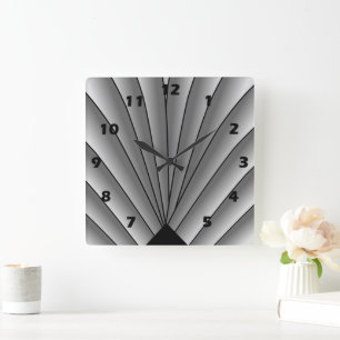 Reloj Cuadrado Ventilador Art Decó Diseño Gray Square Wall Clock