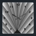 Reloj Cuadrado Ventilador Art Decó Diseño Gray Square Wall Clock<br><div class="desc">Diseño deco de arte de reloj de pared que puedes personalizar con cualquier texto que elijas. Si necesita ayuda para personalizar,  póngase en contacto con nosotros a través del enlace de esta página. Reloj Art Deco.</div>