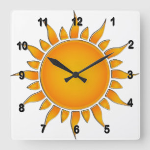 Reloj Cuadrado Verano amarillo y anaranjado radiante Sun