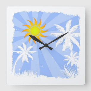 Reloj Cuadrado Verano tropical