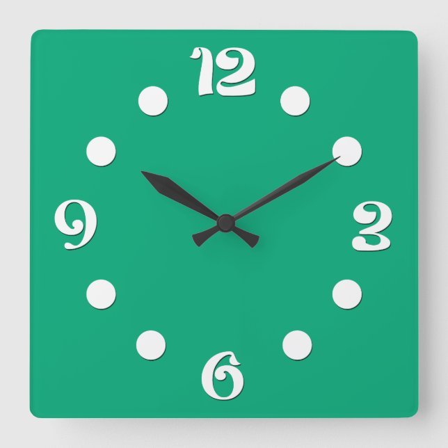 Reloj Cuadrado Verde, abstracto, retro (Anverso)