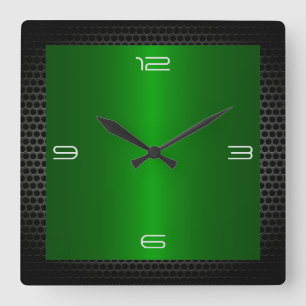 Reloj Cuadrado Verde Acero inoxidable Frontera Metalizado moderna