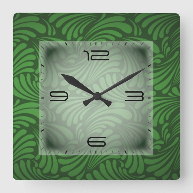 Reloj Cuadrado Verde Art Deco (Anverso)