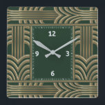 Reloj Cuadrado Verde Art Deco<br><div class="desc">Gran diseño de reloj. Te encantará como a otros. Tenga la libertad de usar este diseño para otro producto que desee o para el personalizar y agregue su texto. Sígueme por más. Gracias. Que tengas un buen día.</div>