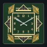 Reloj Cuadrado Verde Art Deco<br><div class="desc">Gran diseño de reloj. Te encantará como a otros. Tenga la libertad de usar este diseño para otro producto que desee o para el personalizar y agregue su texto. Sígueme por más. Gracias. Que tengas un buen día.</div>