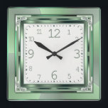 Reloj Cuadrado Verde Art Deco<br><div class="desc">Gran diseño. Te encantará como a otros. Puede usar este diseño para otro producto o agregar su texto. Sígueme por más. Gracias. Que tengas un buen día.</div>