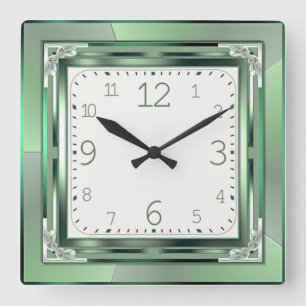 Reloj Cuadrado Verde Art Deco