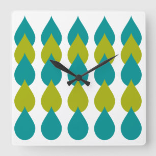 Reloj Cuadrado Verde azul retro