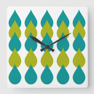 Reloj Cuadrado Verde azul retro