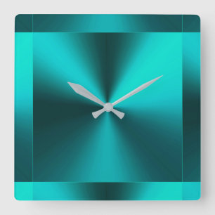Reloj Cuadrado Verde azul verde azulado metálico moderno