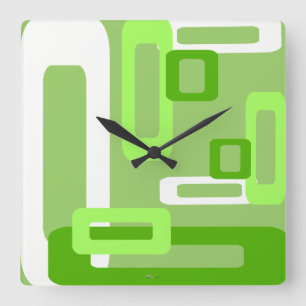 Reloj Cuadrado Verde/blanco estilizados de los rectángulos