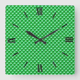 Reloj Cuadrado Verde esmeralda, aspecto de esmalte, cuadrícula de
