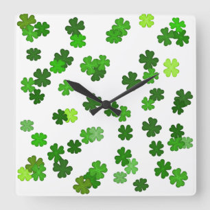 Reloj Cuadrado Verde Kelly “Treboles que caen”