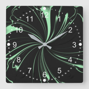 Reloj Cuadrado Verde menta espiral