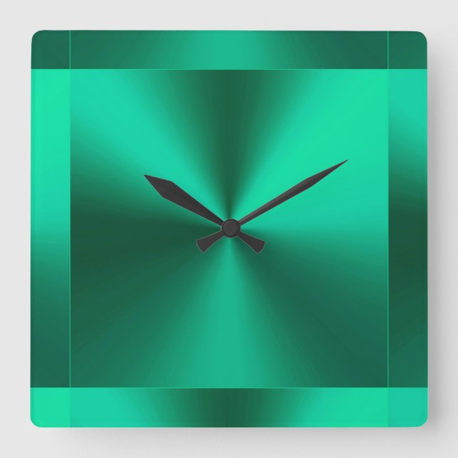 Reloj Cuadrado Verde metálico moderno minimalista (Anverso)