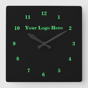 Reloj Cuadrado Verde negro - Personalizable - Añadir su logotipo