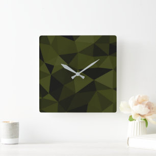 Reloj Cuadrado Verde oscuro del ejército negro patrón de malla ge