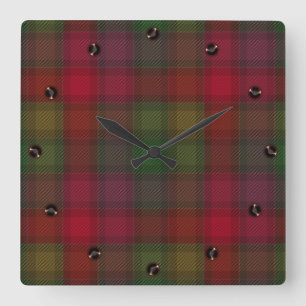 Reloj Cuadrado Verde y rojo, tartán